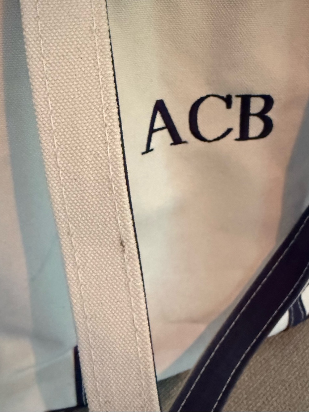 L.L. Bean Large Navy Canvas Tote with Monogram - Picture 4 of 10